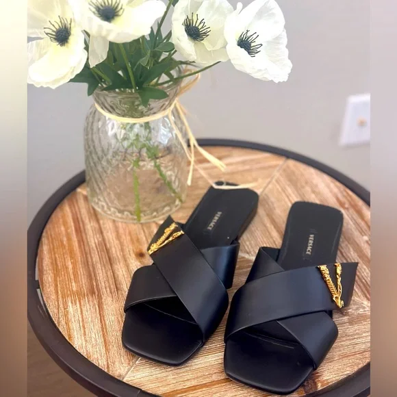 Versace Virtus Leather Sandals Size 38 - Picture 5 of 10